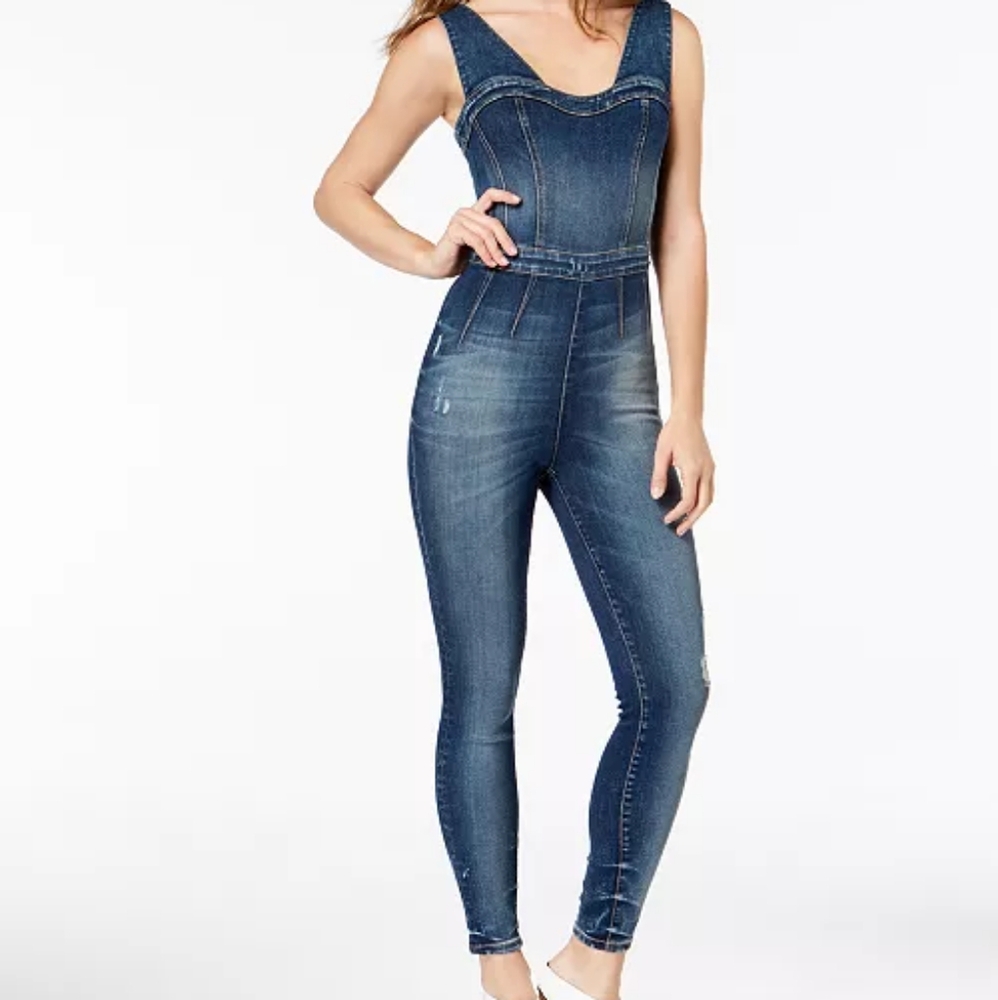 NWT Guess Nada Denim Jumpsuit, SZ M